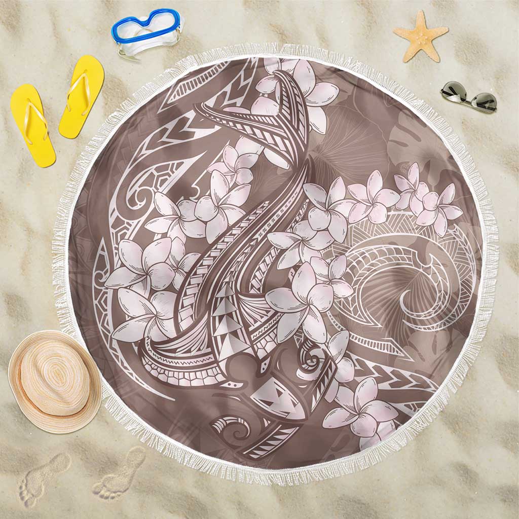 Polynesia Hammerhead Shark Tattoo With Plumeria Lei Beach Blanket LT14 One Size 150cm Mocha - Polynesian Pride