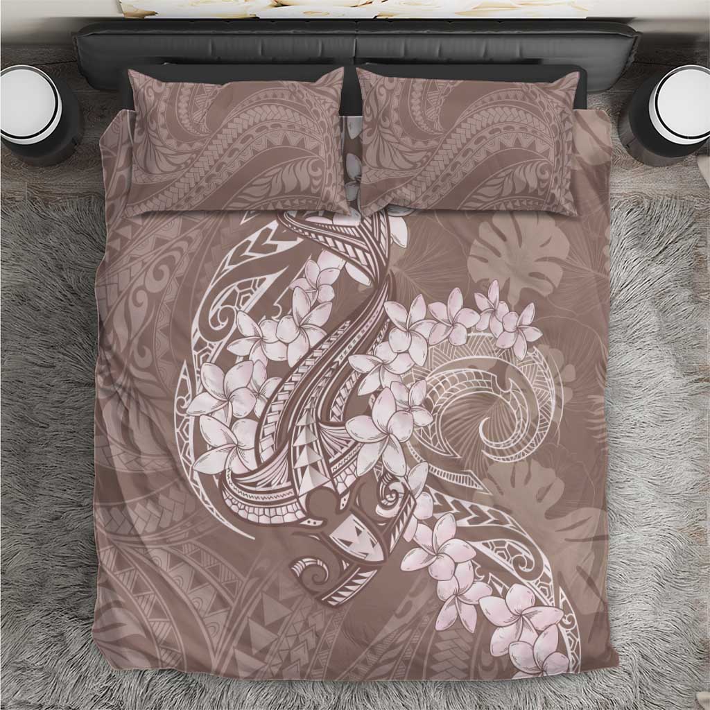 Polynesia Hammerhead Shark Tattoo With Plumeria Lei Bedding Set
