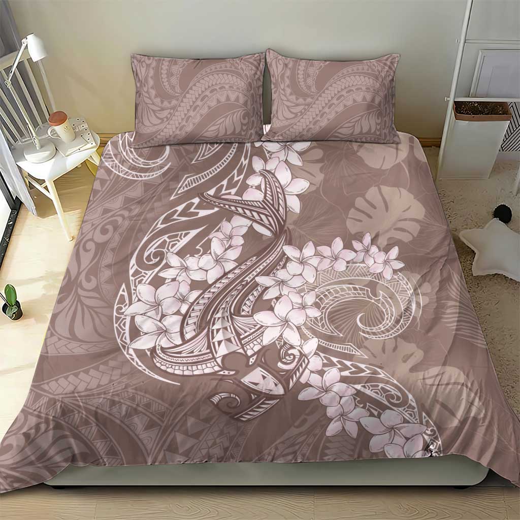 Polynesia Hammerhead Shark Tattoo With Plumeria Lei Bedding Set