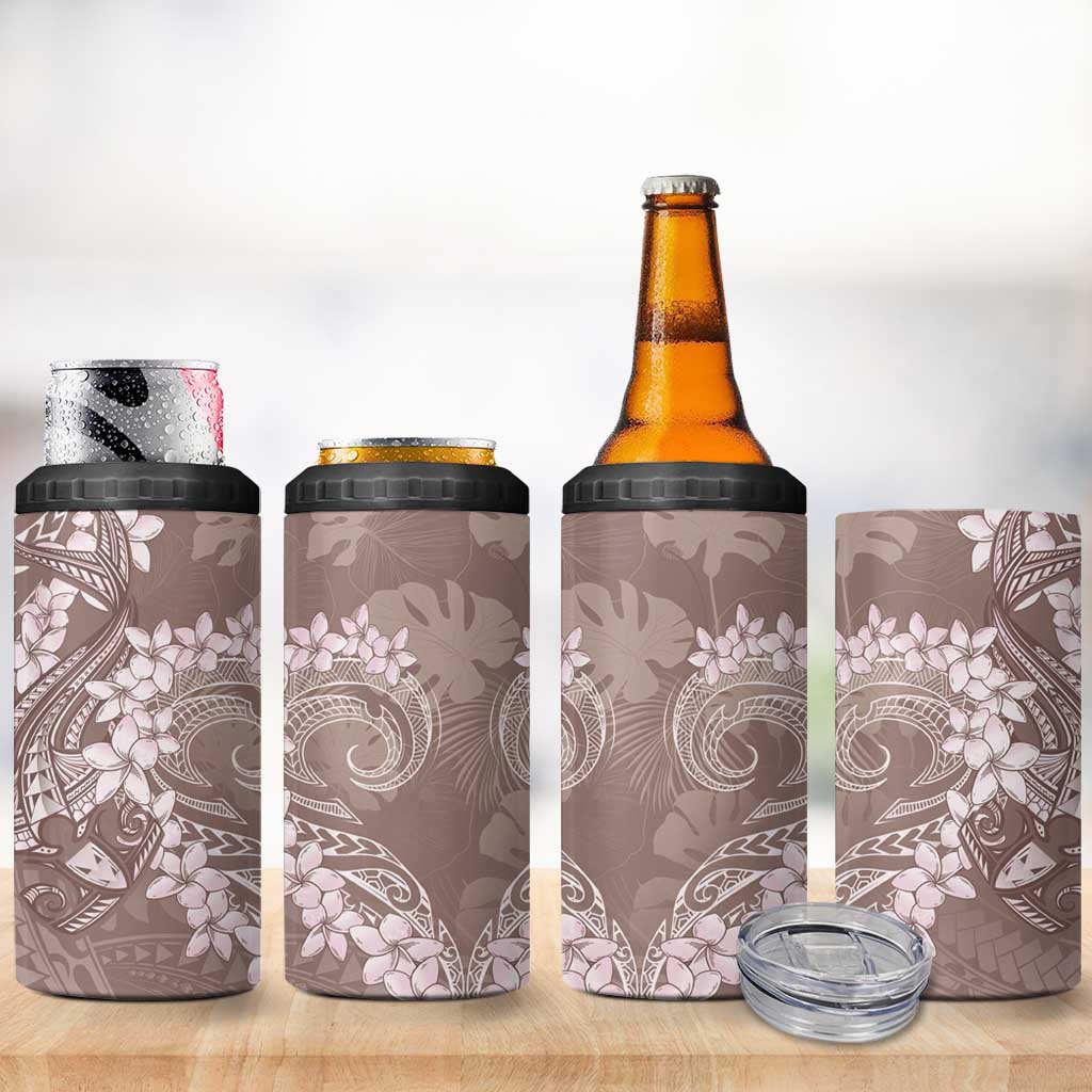 Polynesia Hammerhead Shark Tattoo With Plumeria Lei 4 in 1 Can Cooler Tumbler LT14 - Polynesian Pride