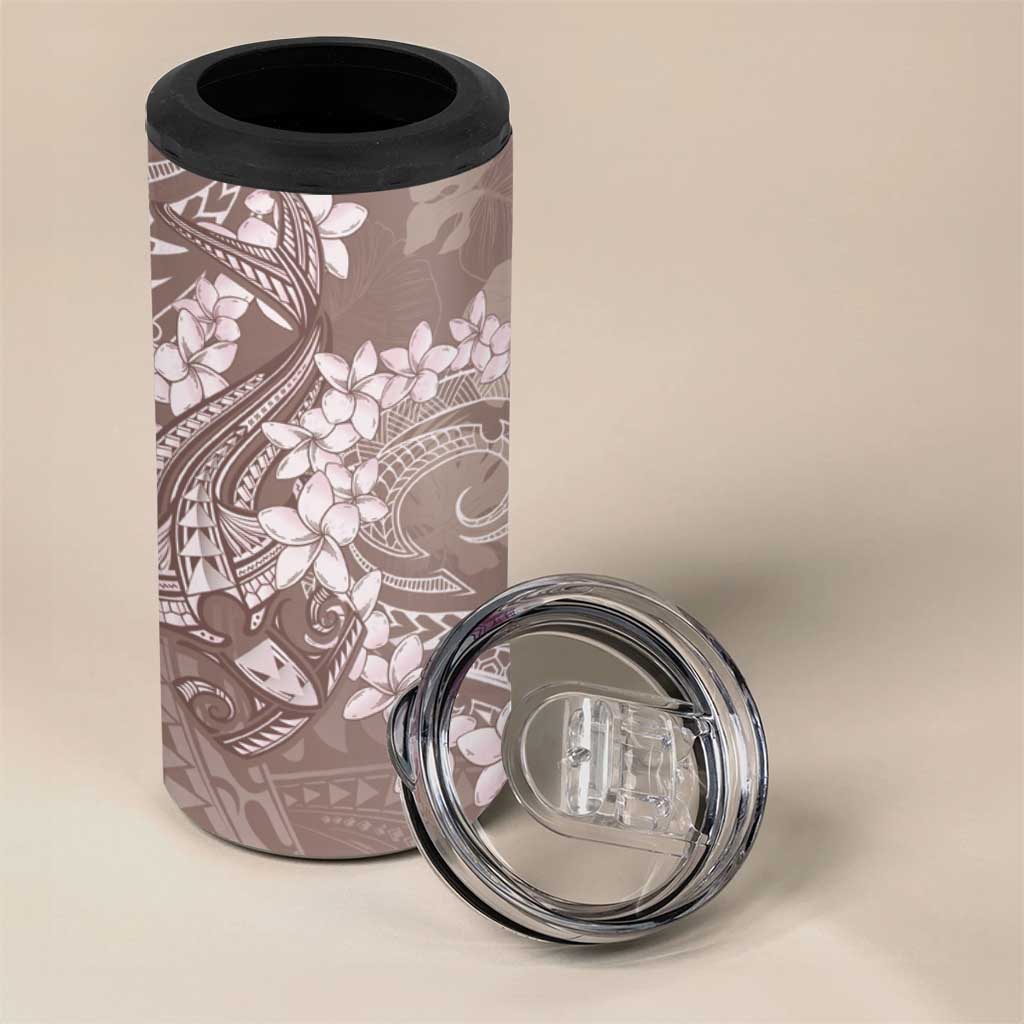 Polynesia Hammerhead Shark Tattoo With Plumeria Lei 4 in 1 Can Cooler Tumbler LT14 - Polynesian Pride