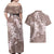 Polynesia Hammerhead Shark Tattoo With Plumeria Lei Couples Matching Off Shoulder Maxi Dress and Hawaiian Shirt