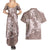 Polynesia Hammerhead Shark Tattoo With Plumeria Lei Couples Matching Summer Maxi Dress and Hawaiian Shirt