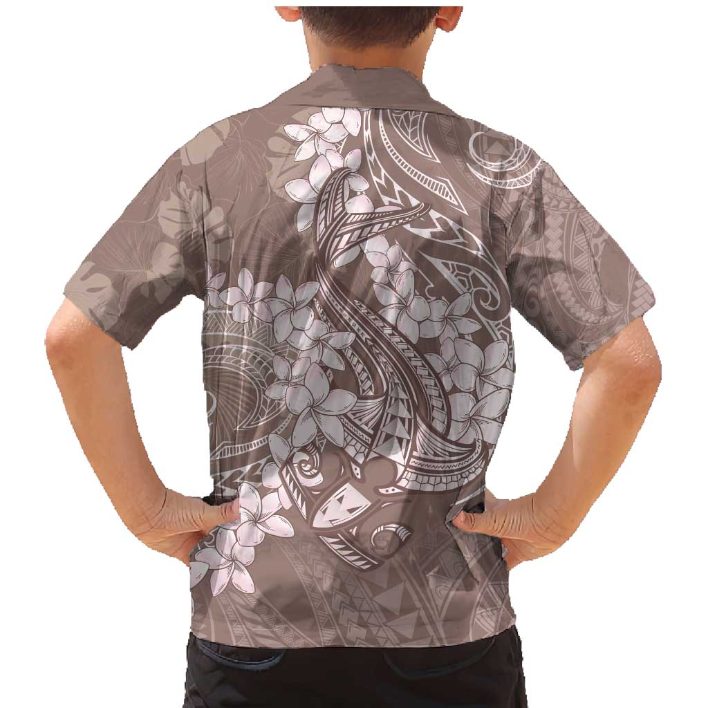 Polynesia Hammerhead Shark Tattoo With Plumeria Lei Family Matching Mermaid Dress and Hawaiian Shirt