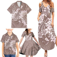 Polynesia Hammerhead Shark Tattoo With Plumeria Lei Family Matching Summer Maxi Dress and Hawaiian Shirt