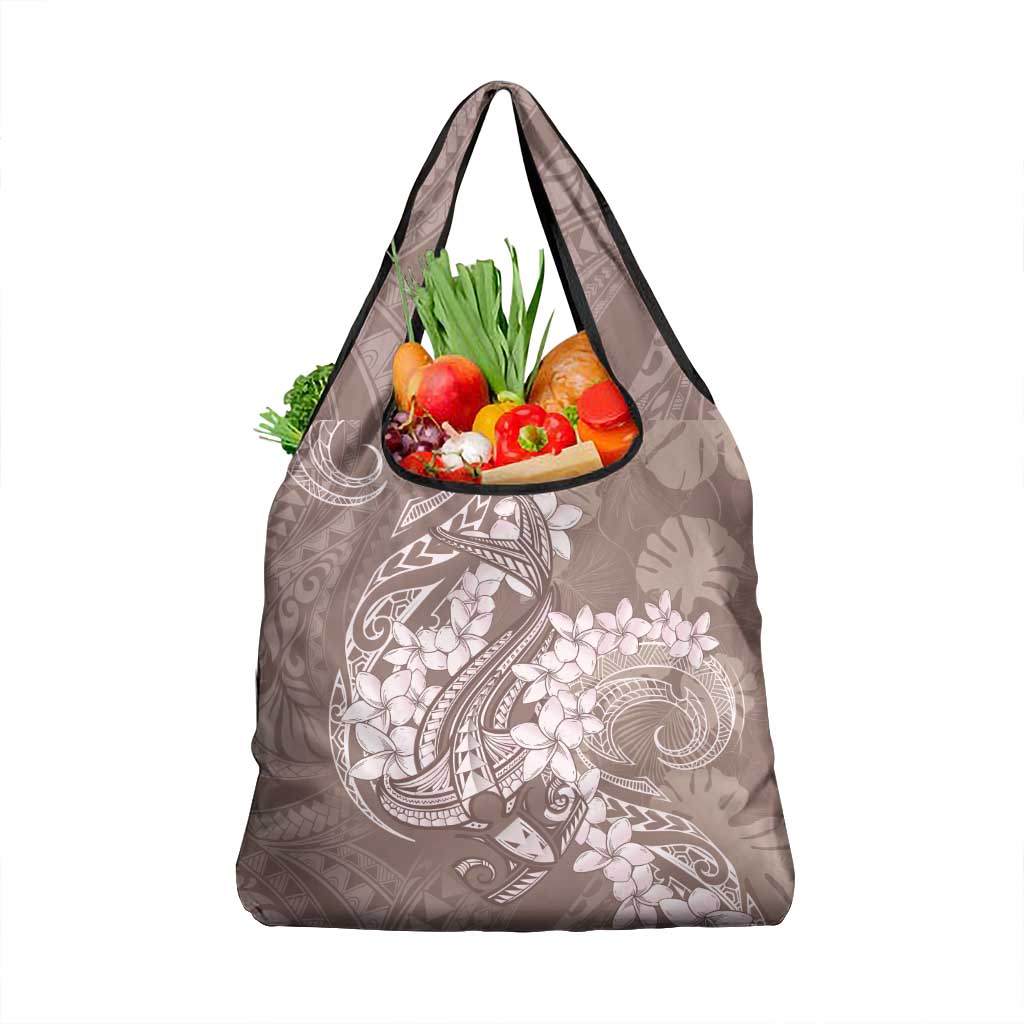 Polynesia Hammerhead Shark Tattoo With Plumeria Lei Grocery Bag LT14 1-pack One Size Mocha - Polynesian Pride