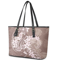 Polynesia Hammerhead Shark Tattoo With Plumeria Lei Leather Tote Bag