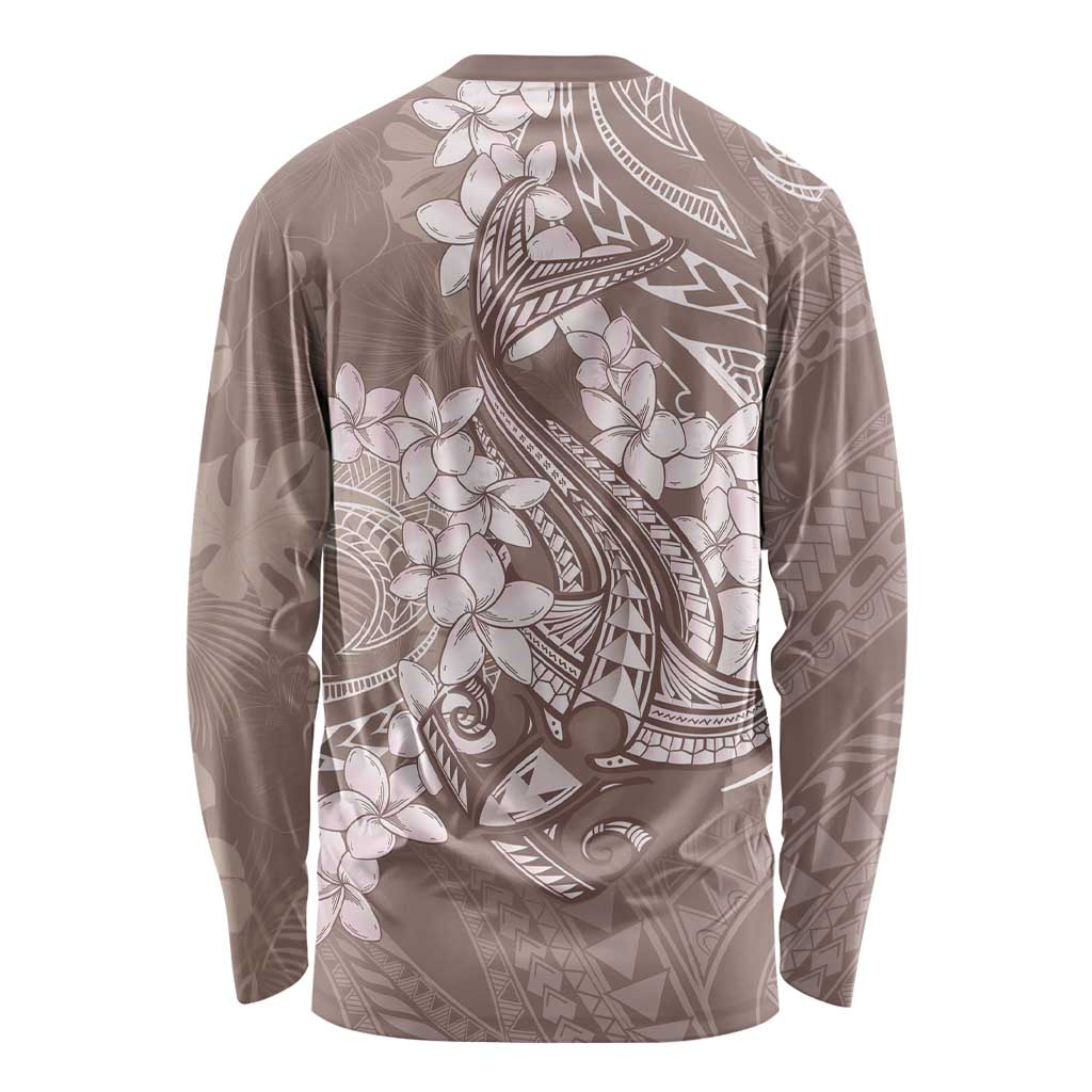 Polynesia Hammerhead Shark Tattoo With Plumeria Lei Long Sleeve Shirt LT14 - Polynesian Pride