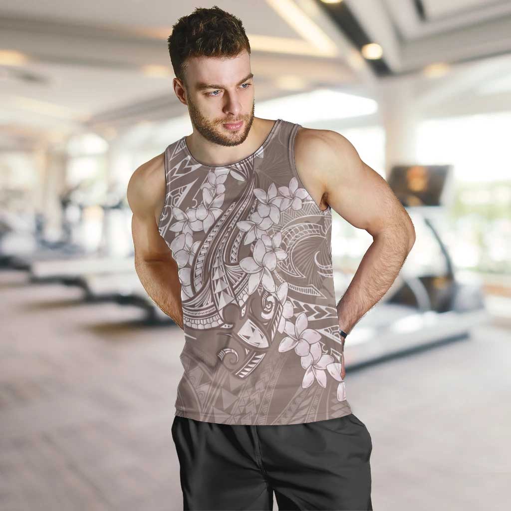 Polynesia Hammerhead Shark Tattoo With Plumeria Lei Men Tank Top LT14 Mocha - Polynesian Pride