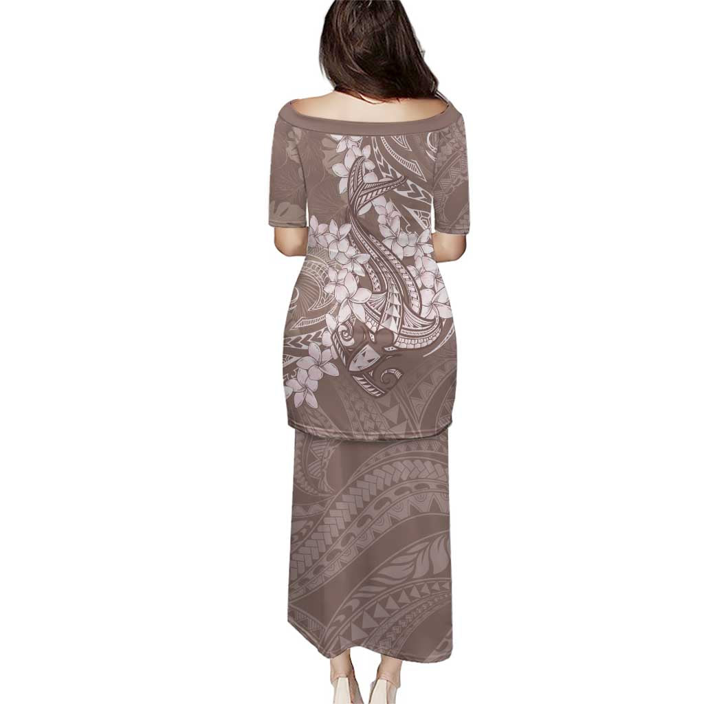 Polynesia Hammerhead Shark Tattoo With Plumeria Lei Puletasi