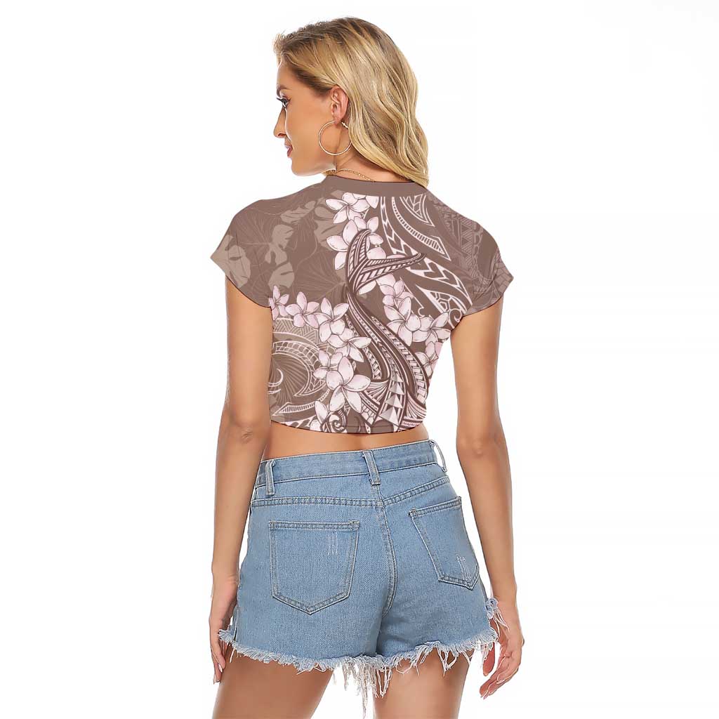 Polynesia Hammerhead Shark Tattoo With Plumeria Lei Raglan Cropped T Shirt