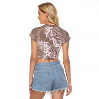 Polynesia Hammerhead Shark Tattoo With Plumeria Lei Raglan Cropped T Shirt