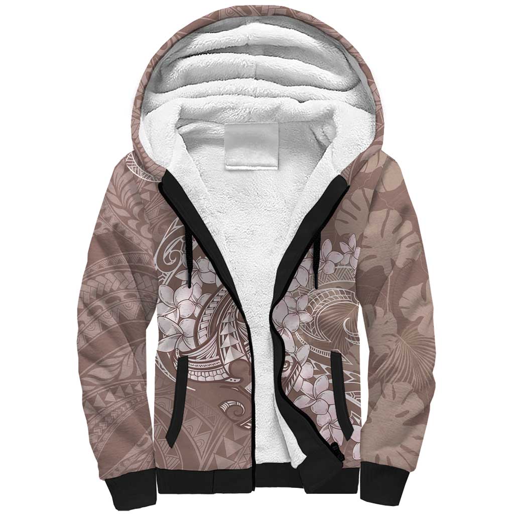 Polynesia Hammerhead Shark Tattoo With Plumeria Lei Sherpa Hoodie LT14 Unisex Mocha - Polynesian Pride