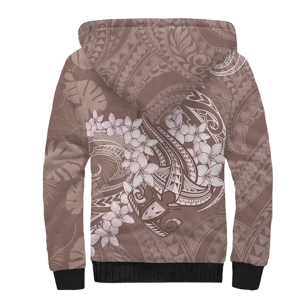 Polynesia Hammerhead Shark Tattoo With Plumeria Lei Sherpa Hoodie LT14 - Polynesian Pride