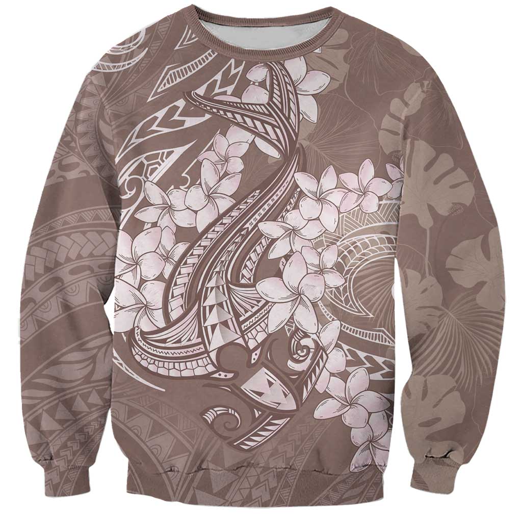 Polynesia Hammerhead Shark Tattoo With Plumeria Lei Sweatshirt LT14 Unisex Mocha - Polynesian Pride