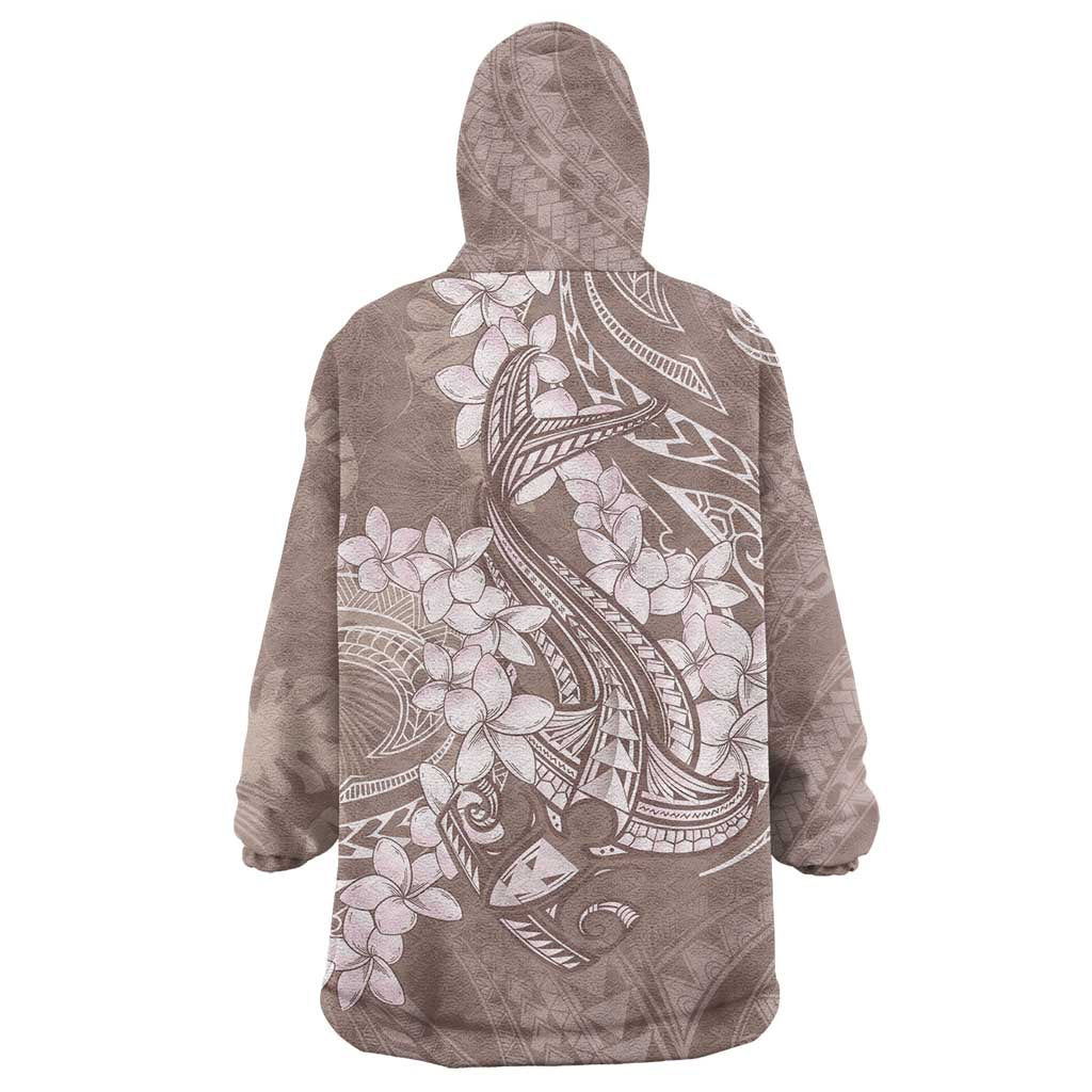 Polynesia Hammerhead Shark Tattoo With Plumeria Lei Wearable Blanket Hoodie LT14 - Polynesian Pride