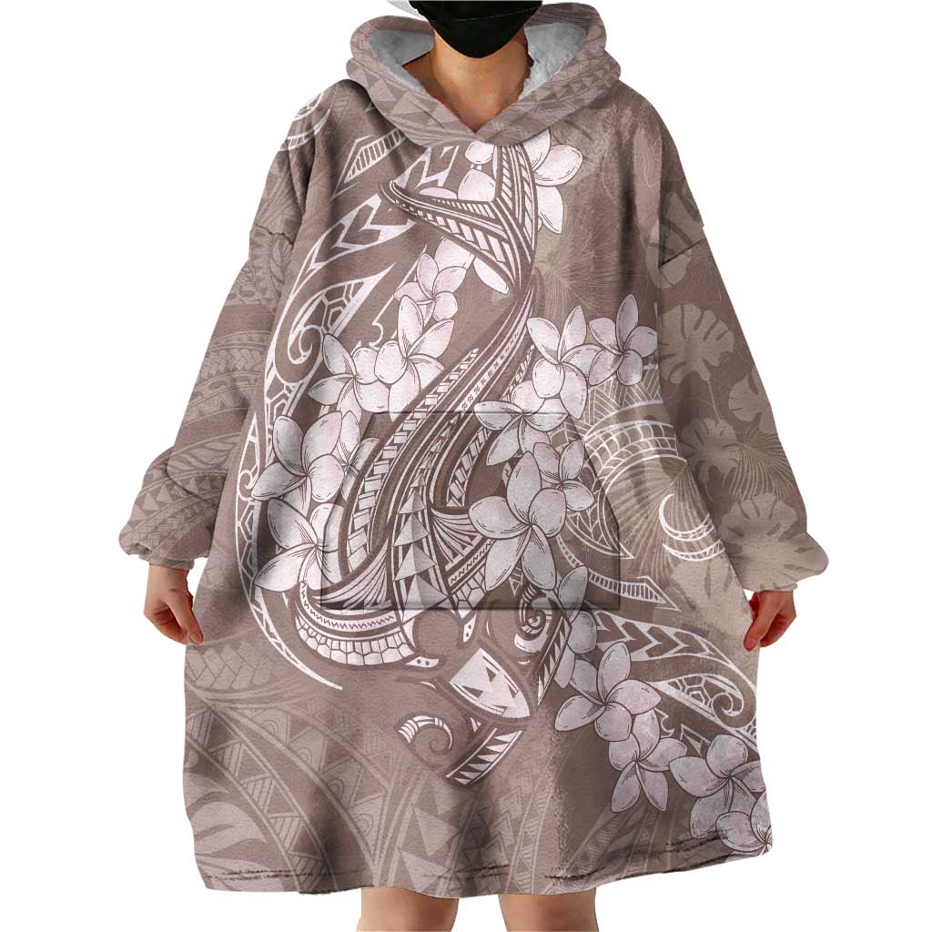 Polynesia Hammerhead Shark Tattoo With Plumeria Lei Wearable Blanket Hoodie LT14 - Polynesian Pride