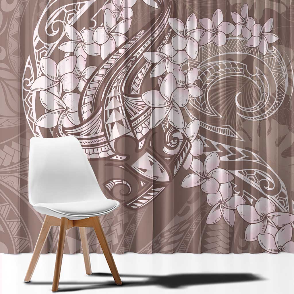 Polynesia Hammerhead Shark Tattoo With Plumeria Lei Window Curtain LT14 - Polynesian Pride
