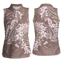 Polynesia Hammerhead Shark Tattoo With Plumeria Lei Women Sleeveless Polo Shirt