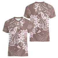 Polynesia Hammerhead Shark Tattoo With Plumeria Lei Women V-Neck T-Shirt