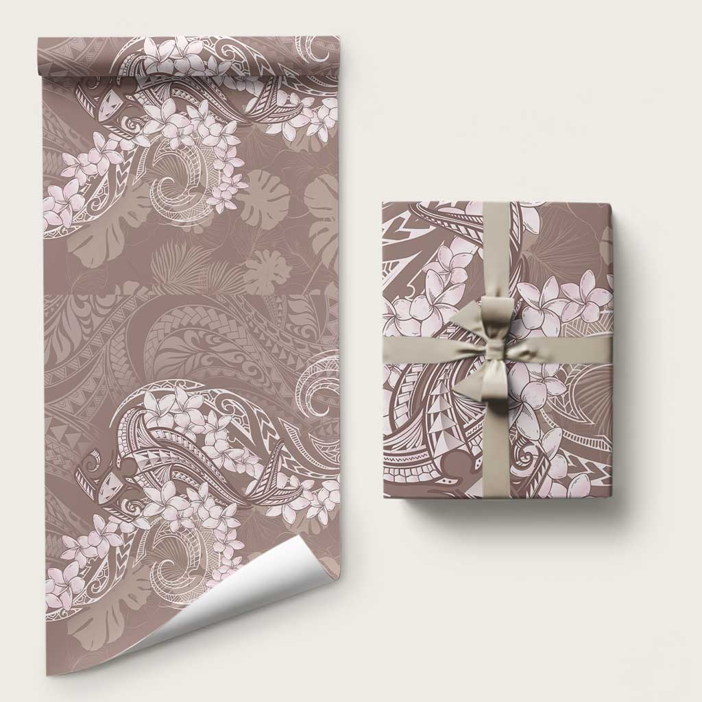 Polynesia Hammerhead Shark Tattoo With Plumeria Lei Wrapping Paper LT14 58" × 23" Mocha - Polynesian Pride
