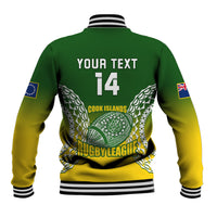 Personalised Cook Islands Rugby Baseball Jacket Pacific Go The Kukis Gradient Style LT14 - Polynesian Pride
