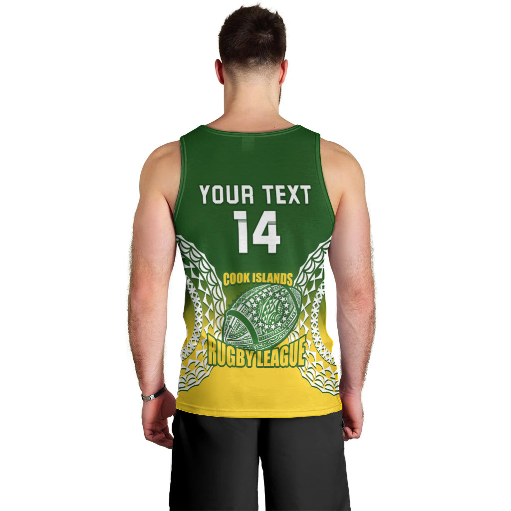 Personalised Cook Islands Rugby Men Tank Top Pacific Go The Kukis Gradient Style LT14 - Polynesian Pride
