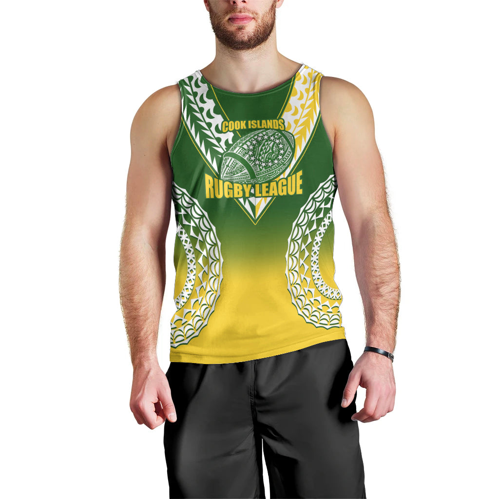 Personalised Cook Islands Rugby Men Tank Top Pacific Go The Kukis Gradient Style LT14 - Polynesian Pride