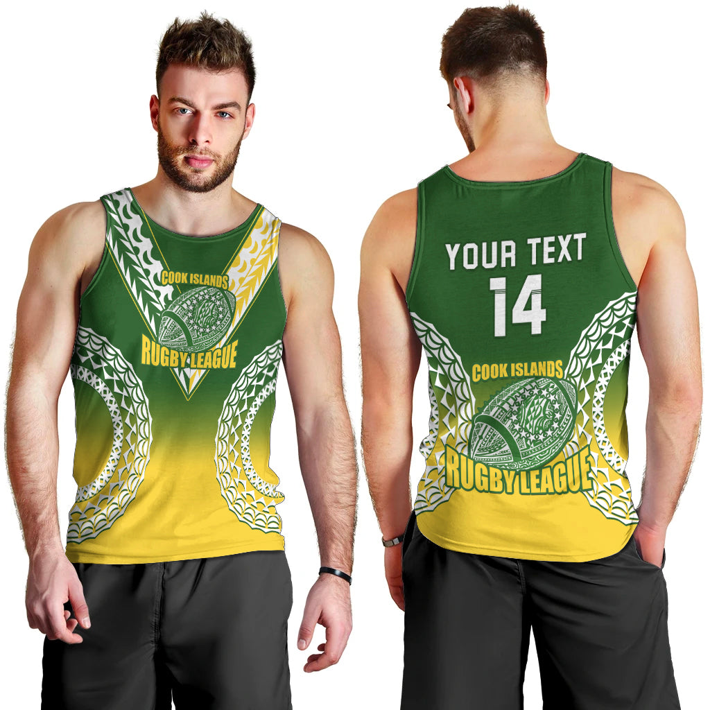 Personalised Cook Islands Rugby Men Tank Top Pacific Go The Kukis Gradient Style LT14 - Polynesian Pride