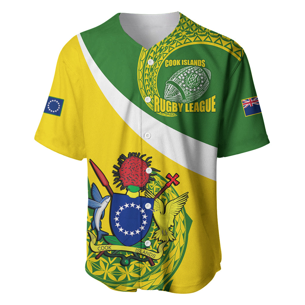 Personalised Cook Islands Rugby Baseball Jersey Pacific Go The Kukis Sporty Style LT14 Green - Polynesian Pride