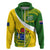 Custom Cook Islands Rugby Hoodie Pacific Go The Kukis Sporty Style LT14 Zip Hoodie Green - Polynesian Pride