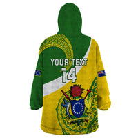 Personalised Cook Islands Rugby Wearable Blanket Hoodie Pacific Go The Kukis Sporty Style LT14 - Polynesian Pride