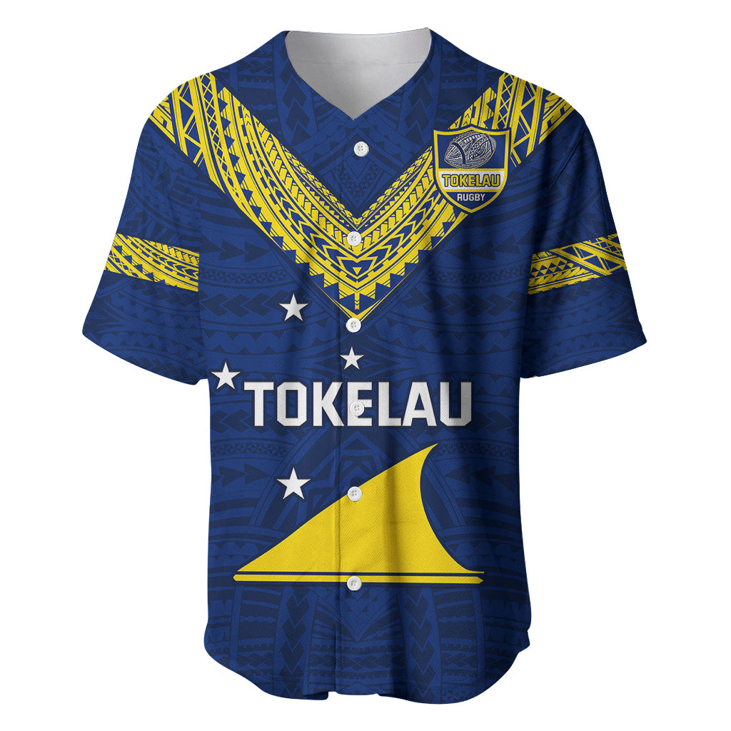 Personalised Tokelau Rugby Baseball Jersey Pacific Polynesian Pattern LT14 Blue - Polynesian Pride