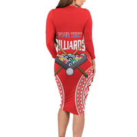 Personalised Taiwan Billiards Family Matching Long Sleeve Bodycon Dress and Hawaiian Shirt Eight-ball Pool Polynesia Tattoo - Polynesian Pride