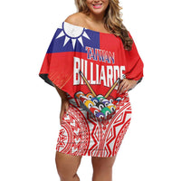 Personalised Taiwan Billiards Family Matching Off Shoulder Short Dress and Hawaiian Shirt Eight-ball Pool Polynesia Tattoo - Polynesian Pride