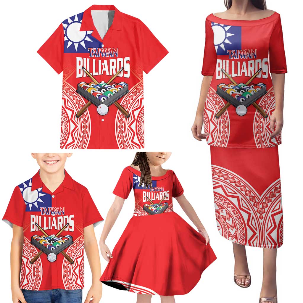 Personalised Taiwan Billiards Family Matching Puletasi and Hawaiian Shirt Eight-ball Pool Polynesia Tattoo - Polynesian Pride