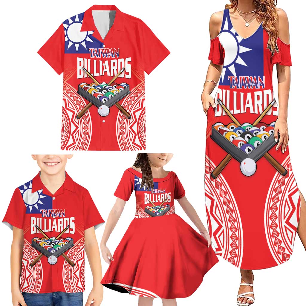 Personalised Taiwan Billiards Family Matching Summer Maxi Dress and Hawaiian Shirt Eight-ball Pool Polynesia Tattoo - Polynesian Pride