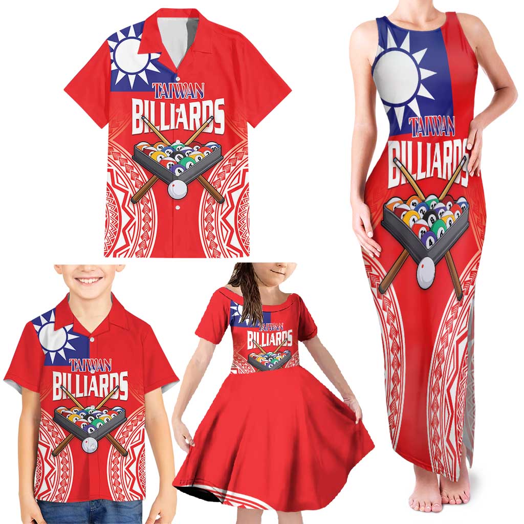 Personalised Taiwan Billiards Family Matching Tank Maxi Dress and Hawaiian Shirt Eight-ball Pool Polynesia Tattoo - Polynesian Pride