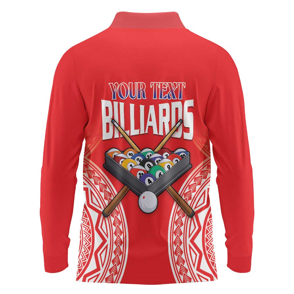 Personalised Taiwan Billiards Long Sleeve Polo Shirt Eight-ball Pool Polynesia Tattoo - Polynesian Pride