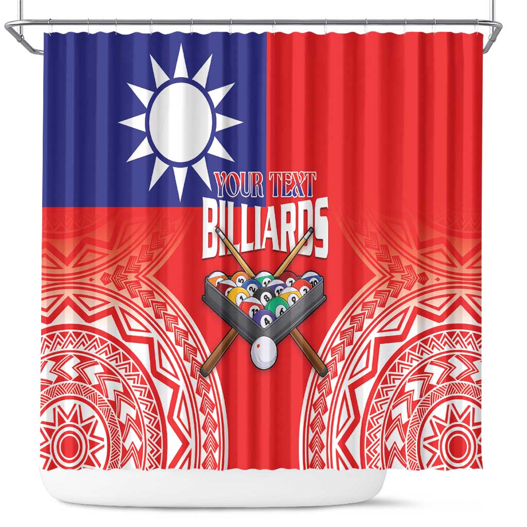 Personalised Taiwan Billiards Shower Curtain Eight-ball Pool Polynesia Tattoo - Polynesian Pride