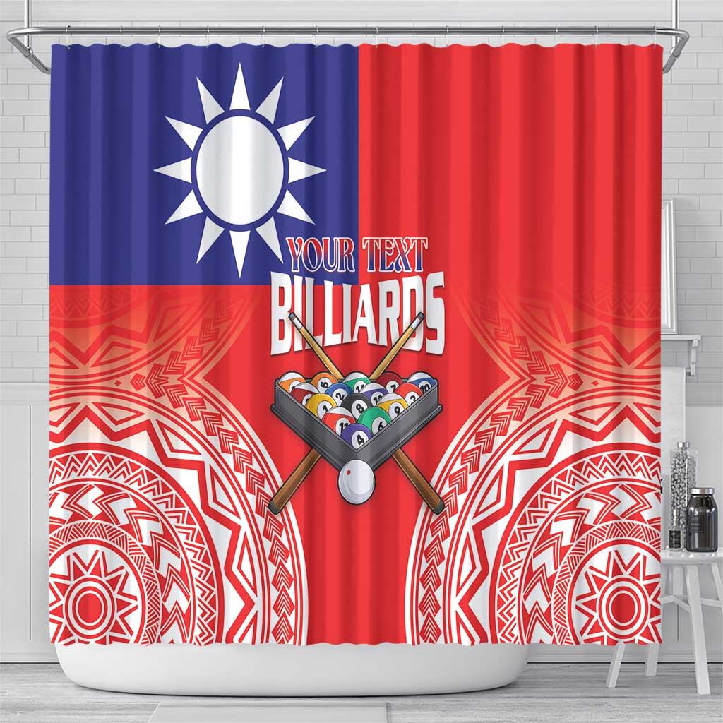 Personalised Taiwan Billiards Shower Curtain Eight-ball Pool Polynesia Tattoo - Polynesian Pride