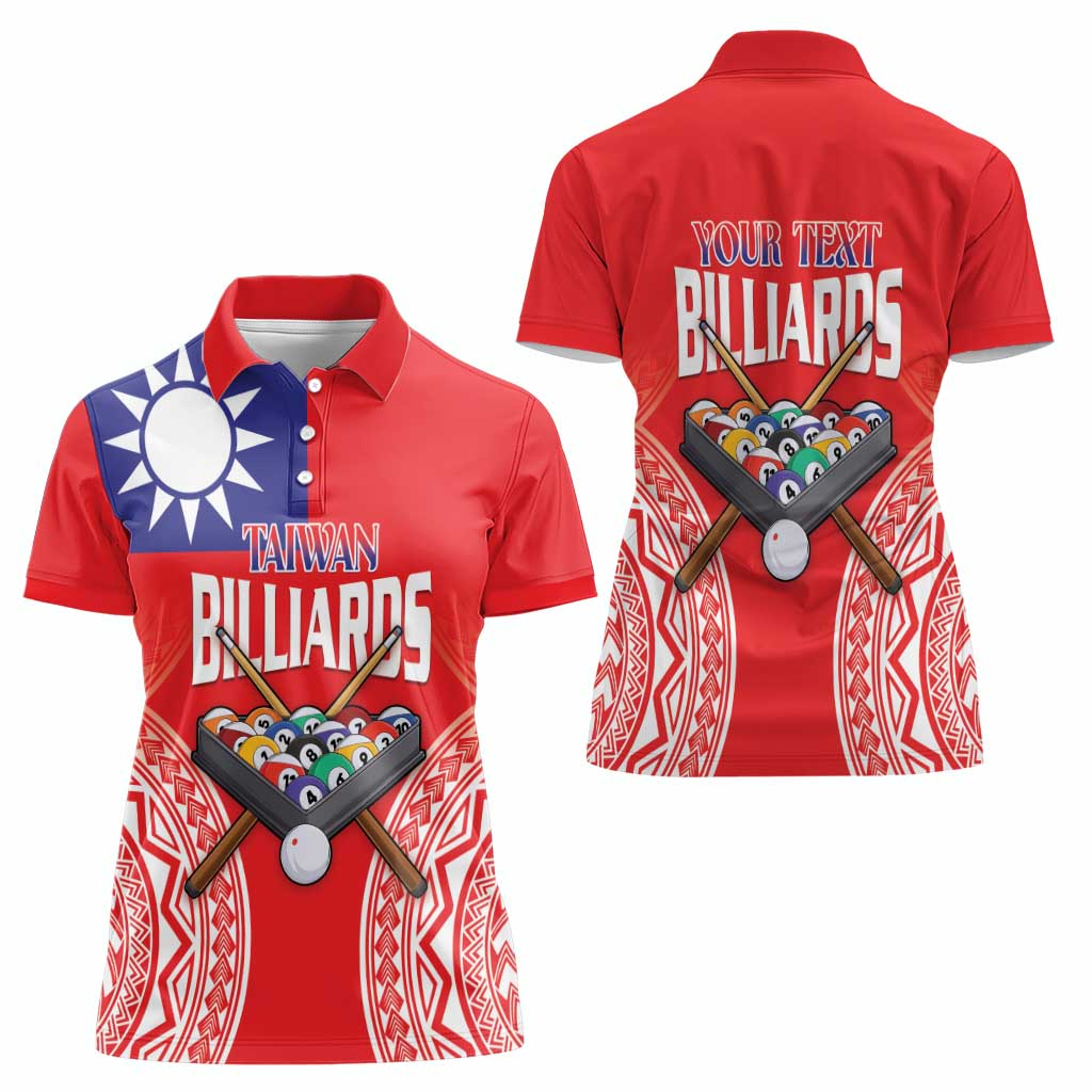 Personalised Taiwan Billiards Women Polo Shirt Eight-ball Pool Polynesia Tattoo - Polynesian Pride