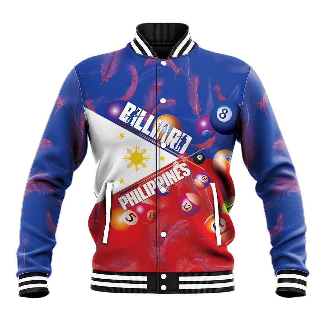 Personalised Philippines Billiards Baseball Jacket Cue With Balls Flag Style - Polynesian Pride
