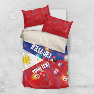 Personalised Philippines Billiards Bedding Set Cue With Balls Flag Style LT14 - US Twin / 172cm x 218cm / Red