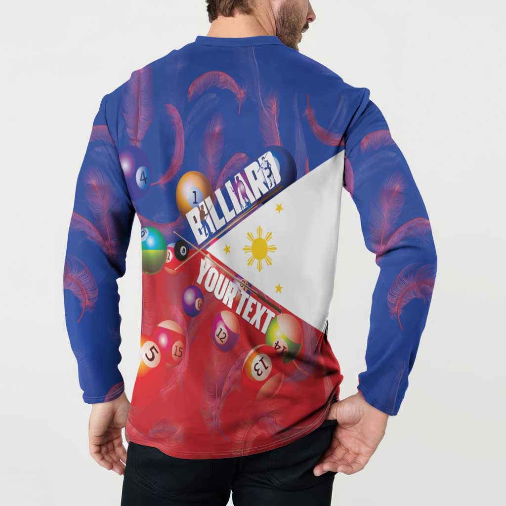 Personalised Philippines Billiards Button Sweatshirt Cue With Balls Flag Style - Polynesian Pride