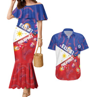 Personalised Philippines Billiards Couples Matching Mermaid Dress and Hawaiian Shirt Cue With Balls Flag Style - Polynesian Pride