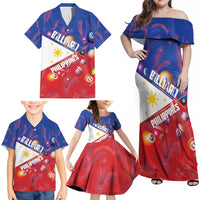Personalised Philippines Billiards Family Matching Off Shoulder Maxi Dress and Hawaiian Shirt Cue With Balls Flag Style - Polynesian Pride