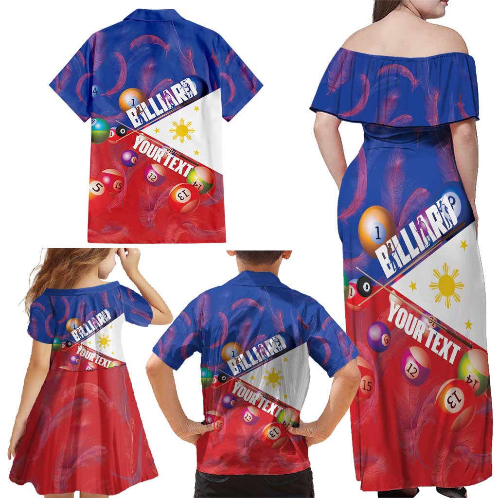 Personalised Philippines Billiards Family Matching Off Shoulder Maxi Dress and Hawaiian Shirt Cue With Balls Flag Style - Polynesian Pride