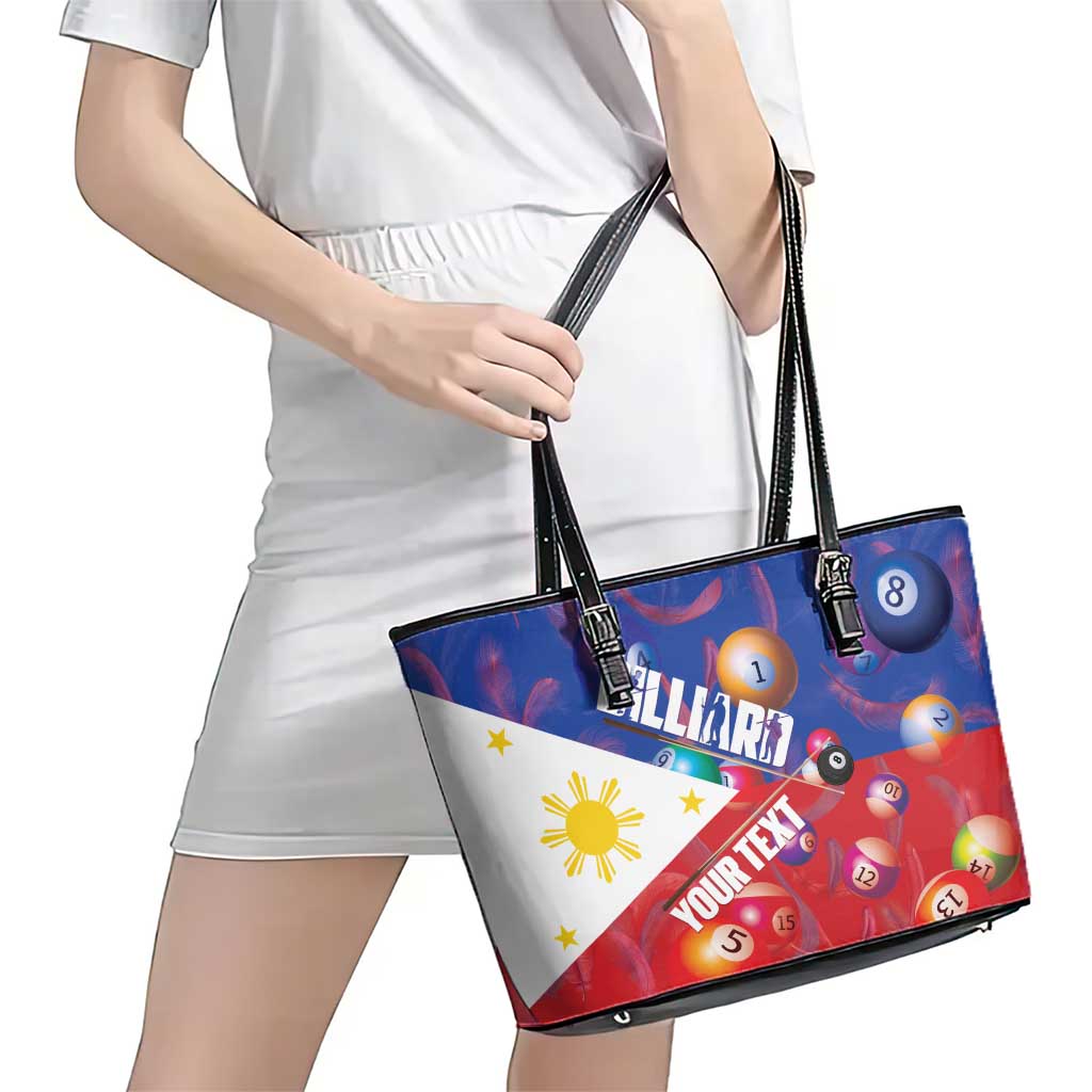 Personalised Philippines Billiards Leather Tote Bag Cue With Balls Flag Style - Polynesian Pride