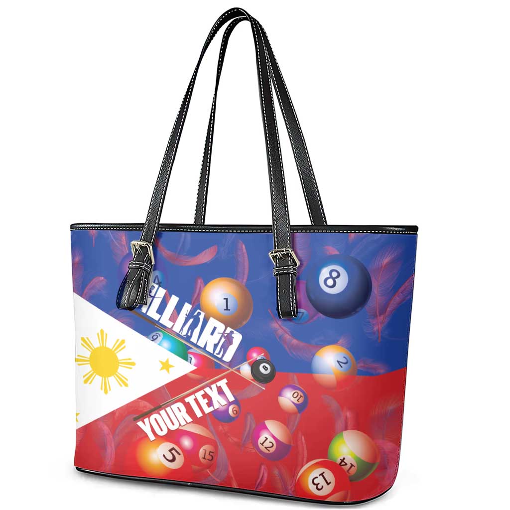 Personalised Philippines Billiards Leather Tote Bag Cue With Balls Flag Style - Polynesian Pride